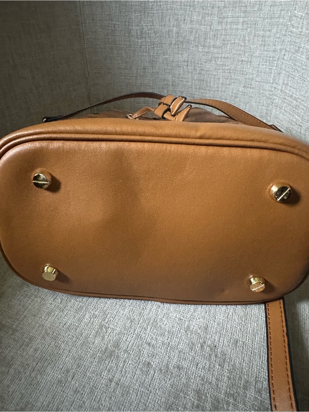 Cognac Brown Drawstring Bucket Bag - Picture 8 of 8